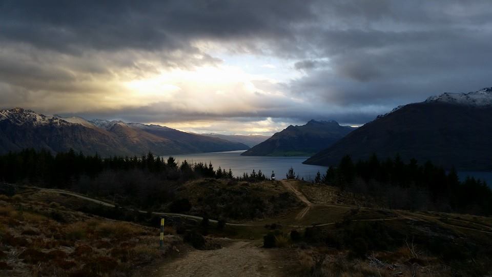 Just before sunset on the top of Queenstown Hill